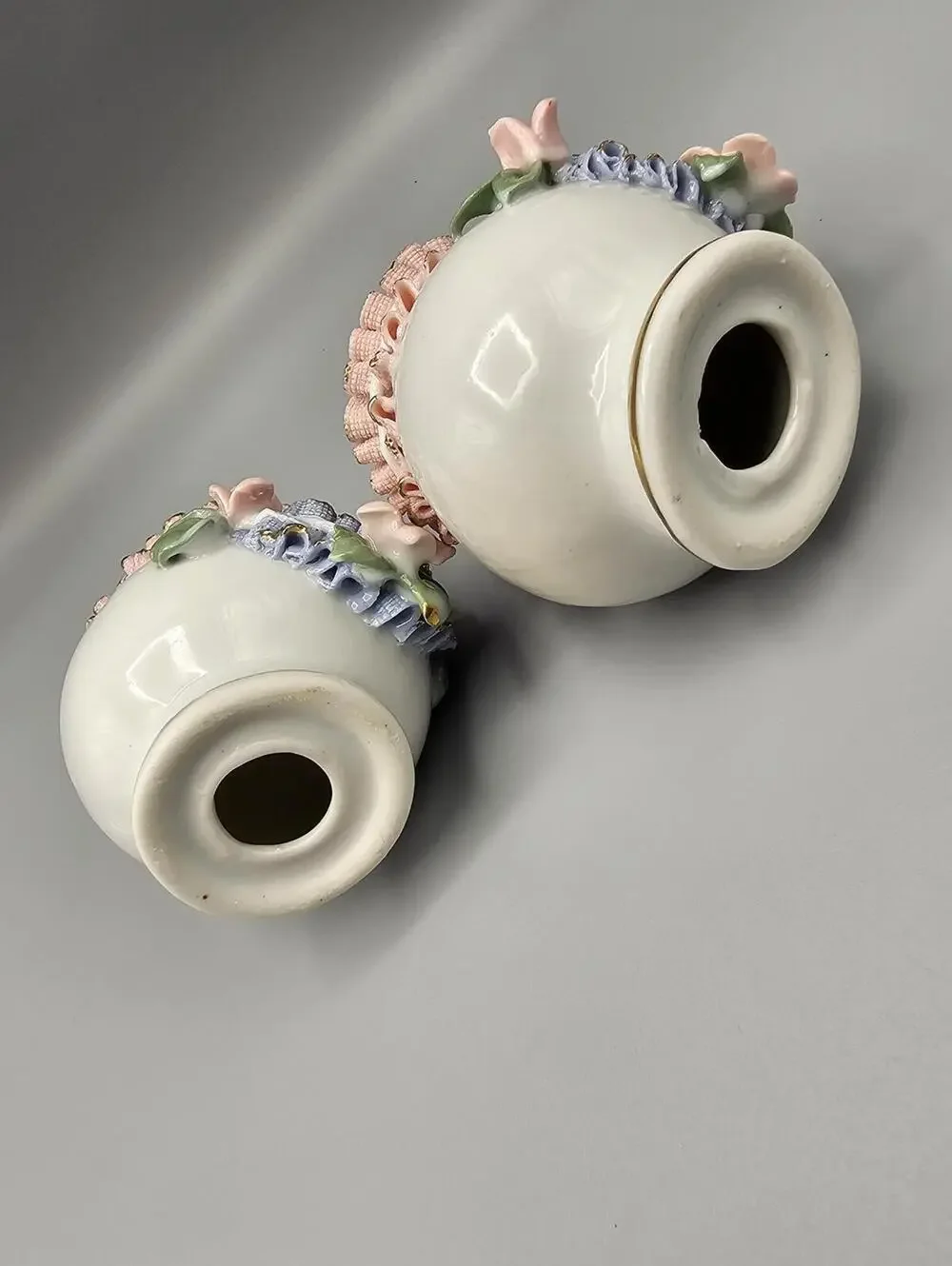 Vintage Ceramic Salt and Pepper Shakers with Floral Detailing